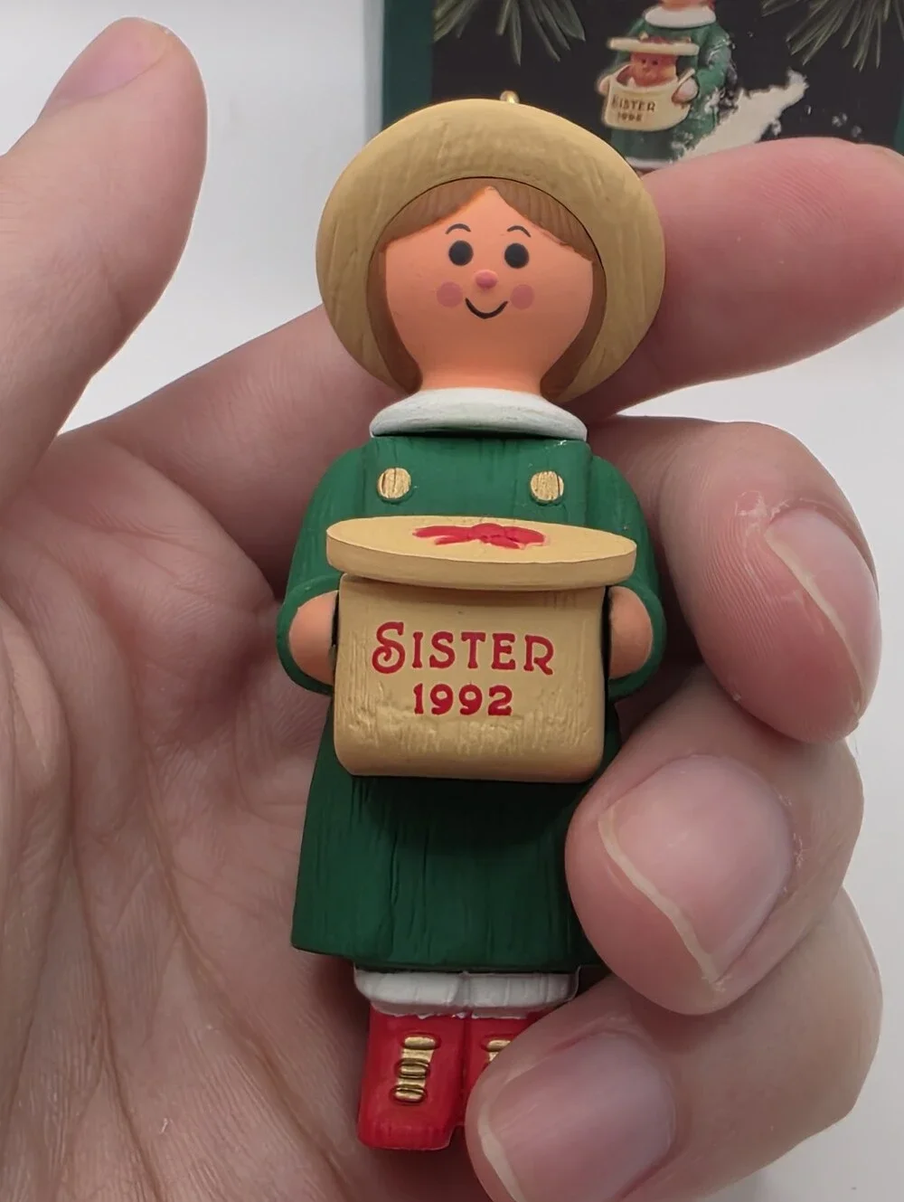 Hallmark Keepsake Sister Ornament in Green, Red, Cream